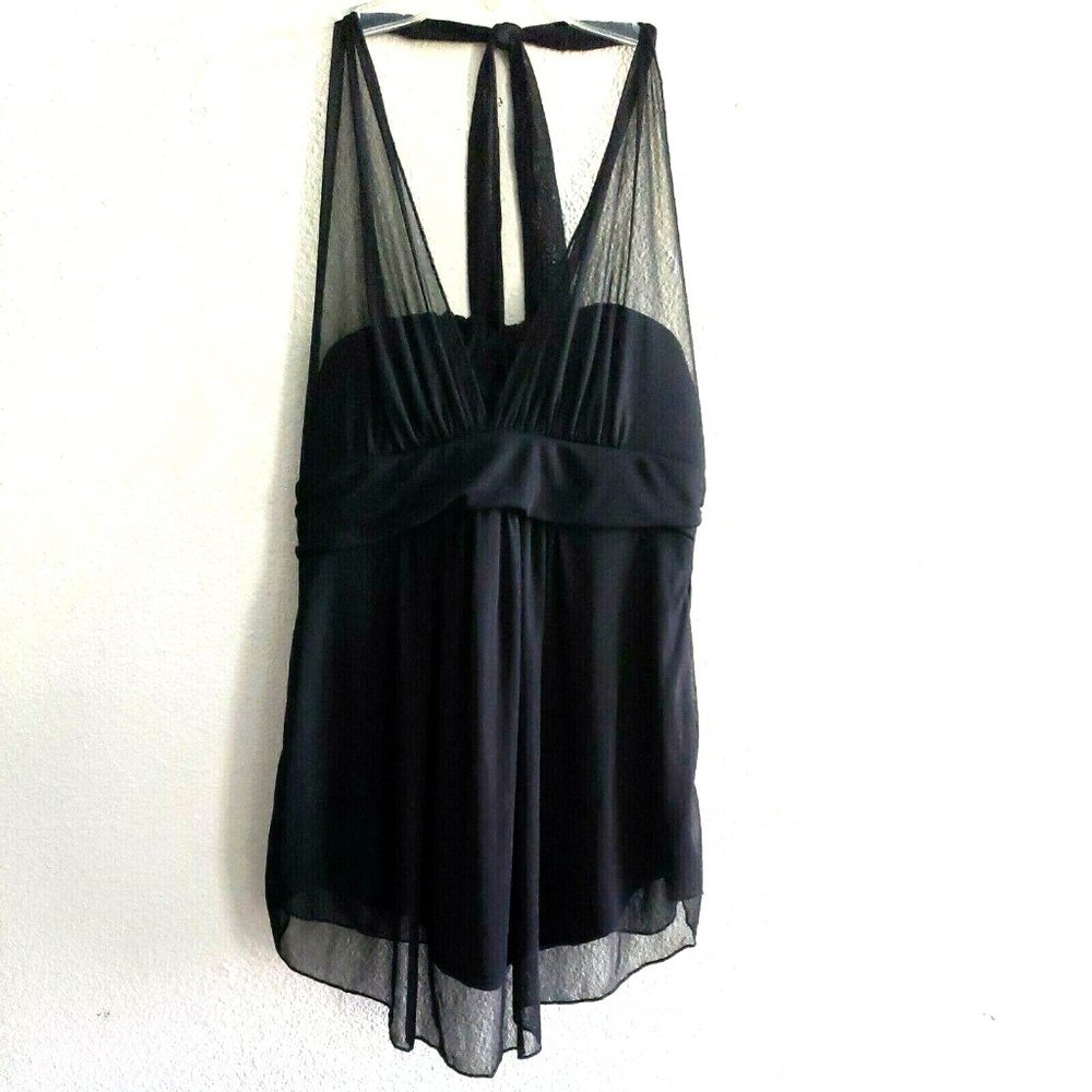 NWT Charlotte Russe Halter Tunic Top Asymmetrical Layered Chiffon Black,sz.S